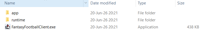 Screenshot des Inhalts des extrahierten Client-Ordners.